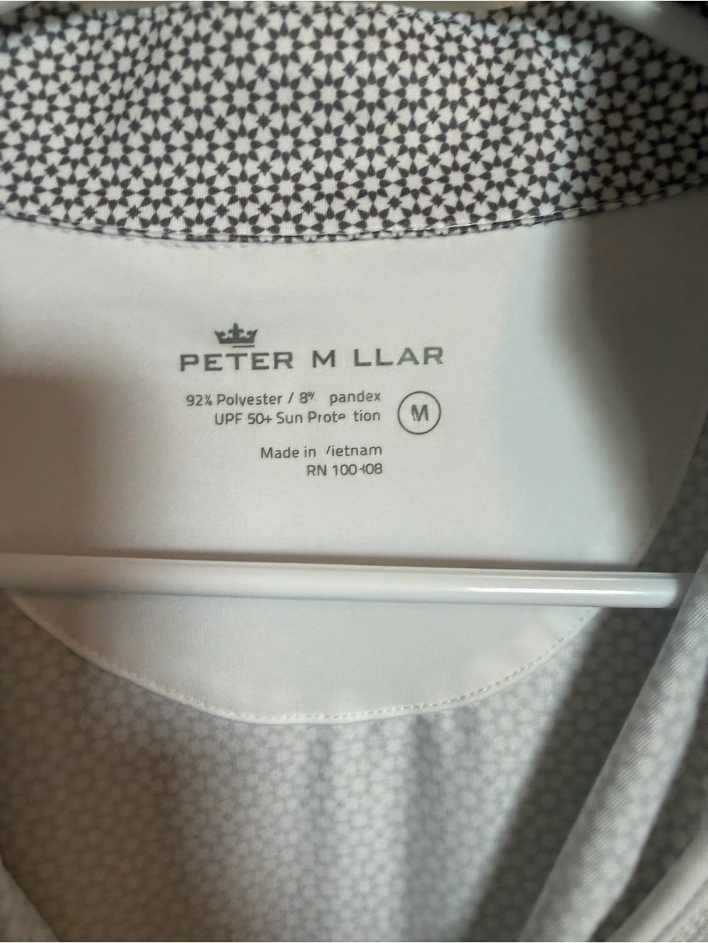 Peter Millar Light Gray Micro-Pattern Quarter-Zip Performance SPF Pullover M - Picture 4 of 5